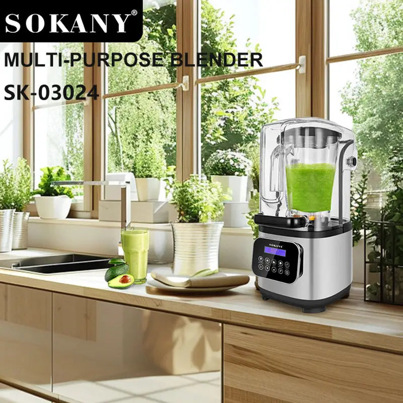 SOKANY SK-03024 2L Silent Blender with 8000W Power and Stainless Steel Blade