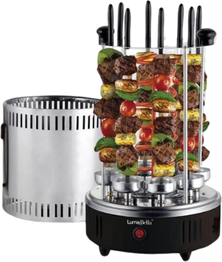 SOKANY Electric BBQ Kebab Grill – smokeless indoor vertical rotisserie. Auto-rotating skewers for chicken, sausage, fish & veggies. Easy cleanup, perfect for home BBQs