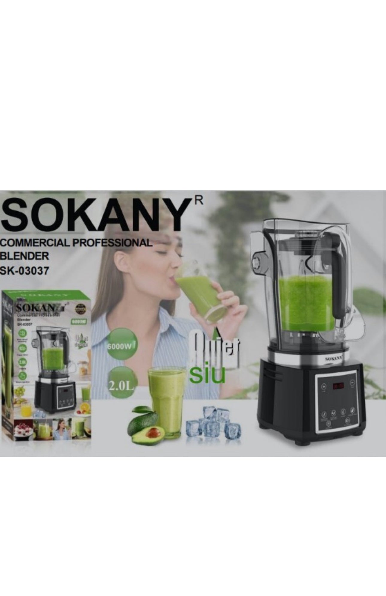 Discover the Sokany SK-999 Commercial Blender 6000W: Powerful 2.5L ice-crushing motor, 8 stainless blades & self-cleaning. Perfect for smoothies, soups & grinding. Shop now for fast blending!