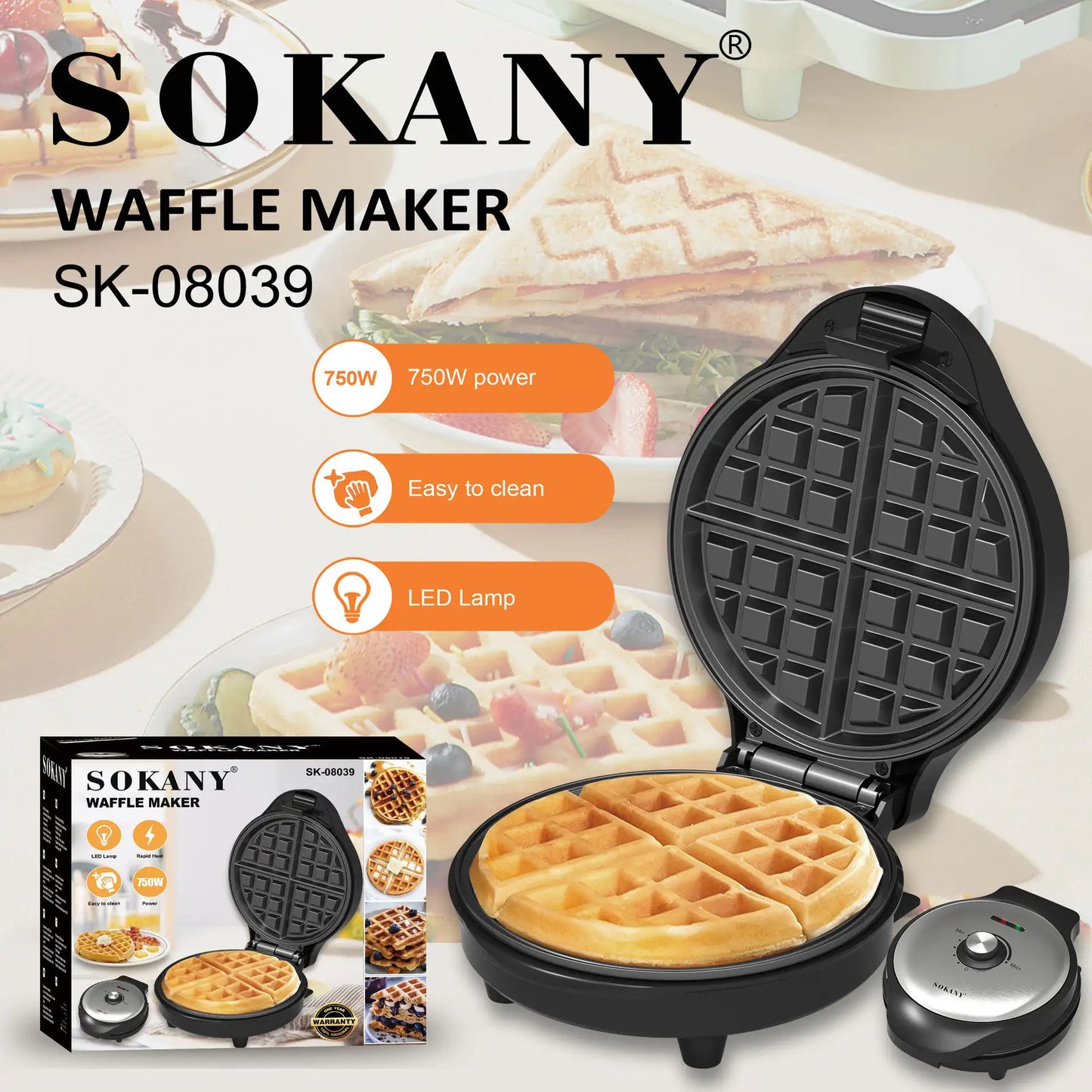 SOKANY SK-BBQ-838 Compact Non-Stick Grill with Heat-Resistant Body