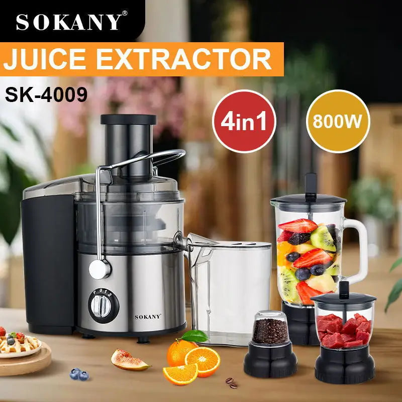 SOKANY SK-4009 4-in-1 Multifunction Juicer with 800W Motor and Stainless Steel Blade