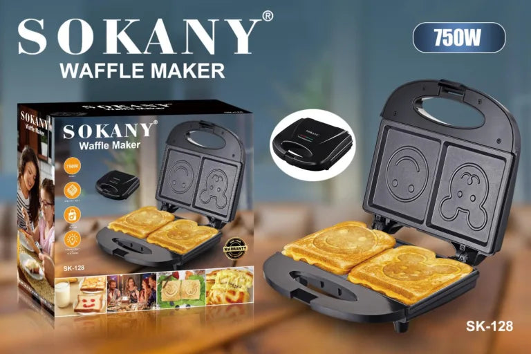SOKANY SK-128 Compact Non-Stick Sandwich Maker with 750W Power