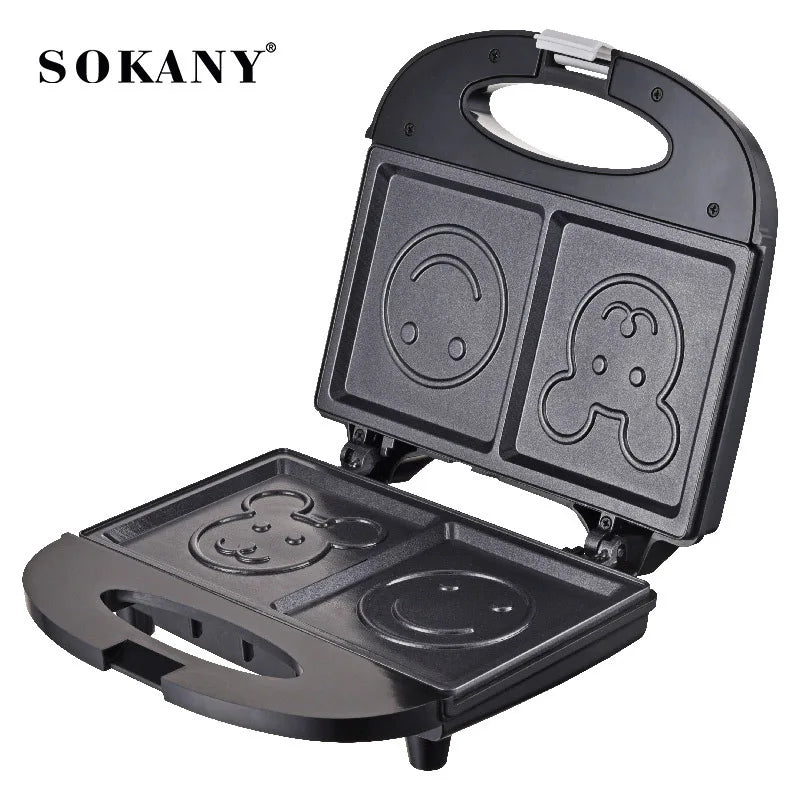 SOKANY SK-128 Compact Non-Stick Sandwich Maker with 750W Power