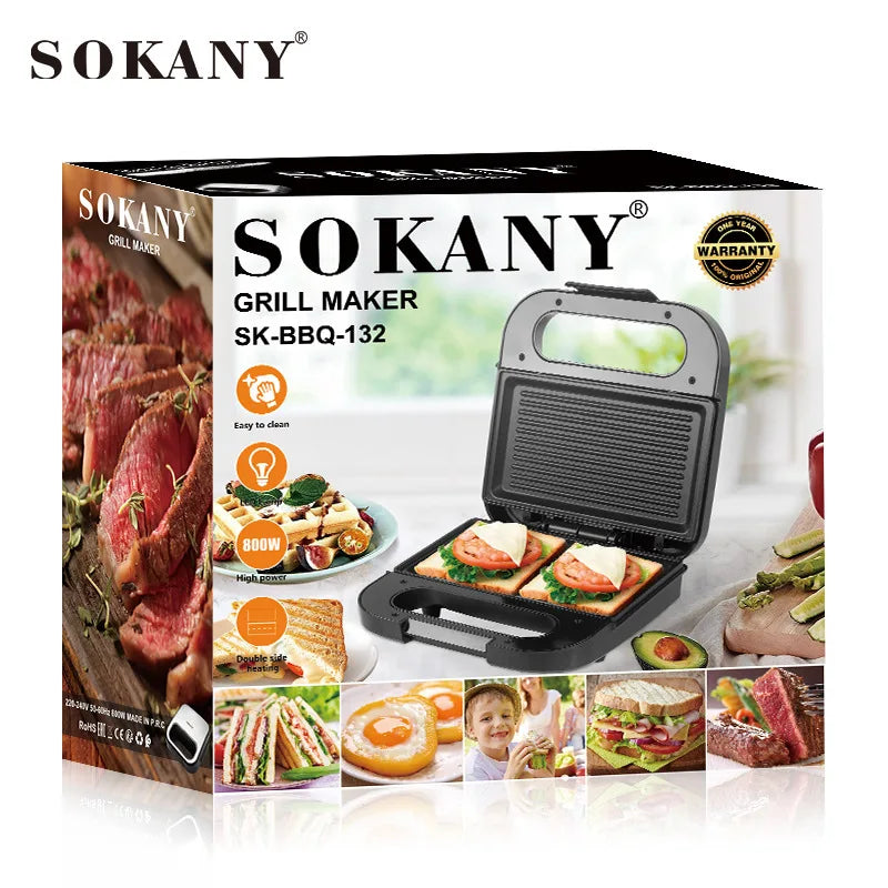SOKANY SK-BBQ-132 Compact Non-Stick Grill with Heat-Resistant Body