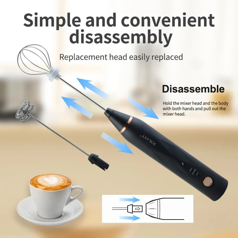 SOKANY SK-201A Mini Hand Mixer with Stainless Steel Whisk and 3-Speed Settings