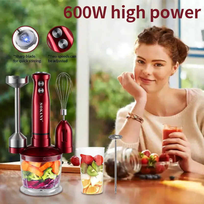 SOKANY SK-201A Mini Hand Mixer with Stainless Steel Whisk and 3-Speed Settings