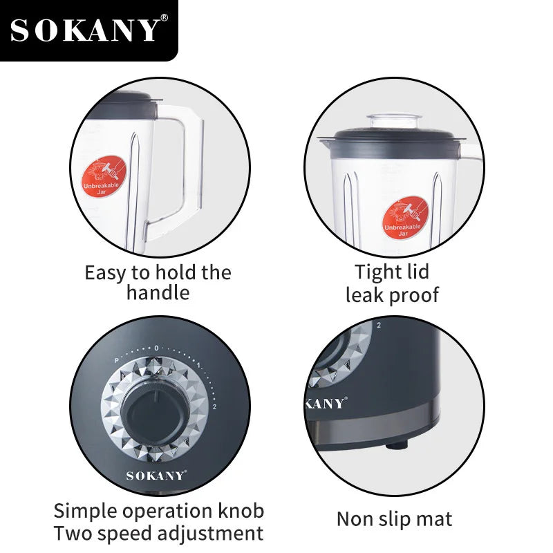 SOKANY SK-03019 Mixer Blender with Unbreakable Jar and 1.5L Capacity