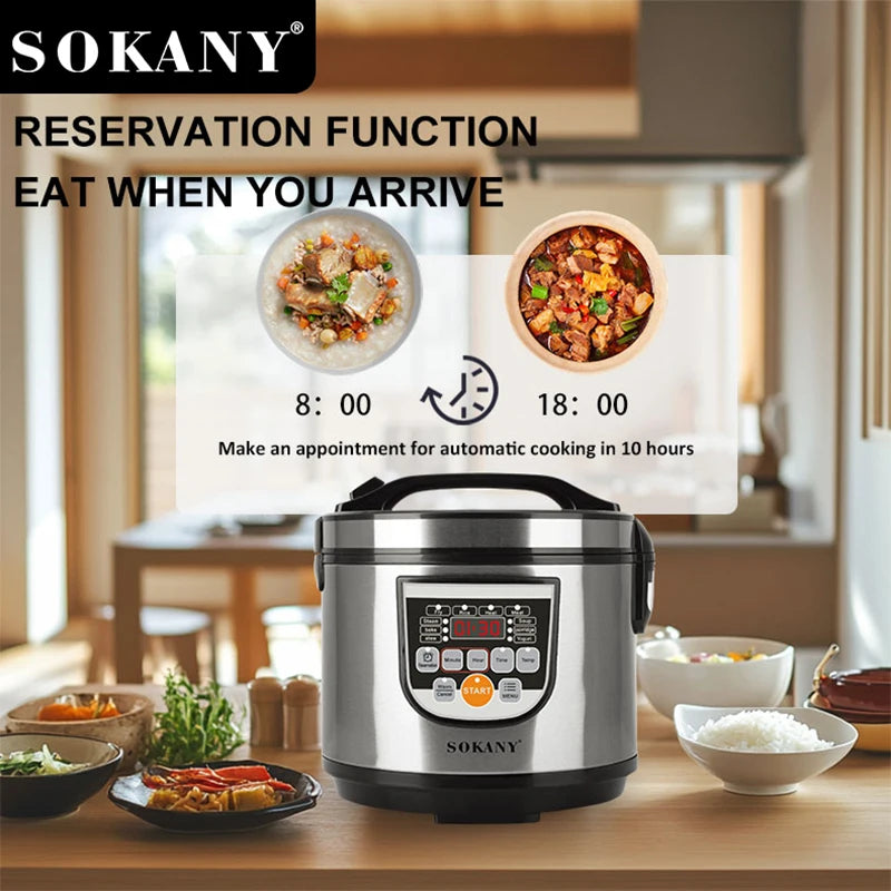 SOKANY SK-07051 Digital Rice Cooker featuring One-Key Exhaust and Safety Valve Design
