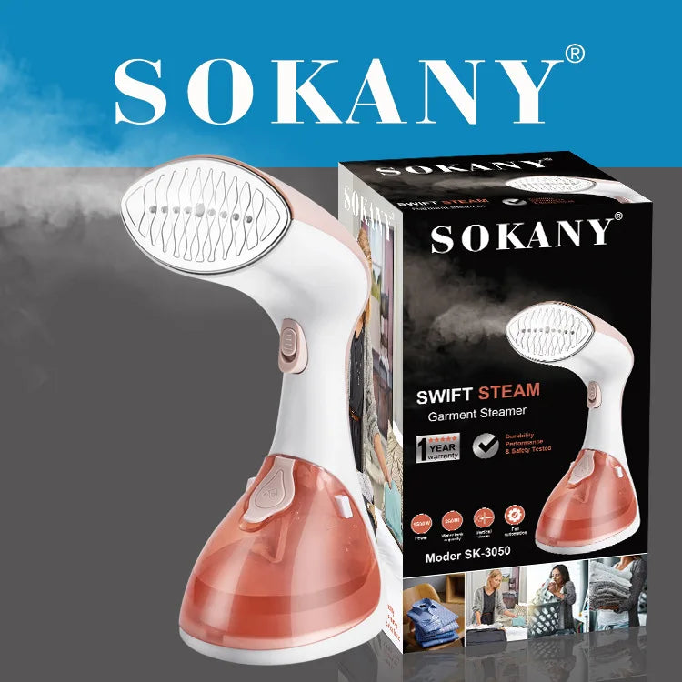 SOKANY SK-3050 Professional Handheld Steamer with 260ml Tank,30-Second Heat-Up,and Brush Attachment