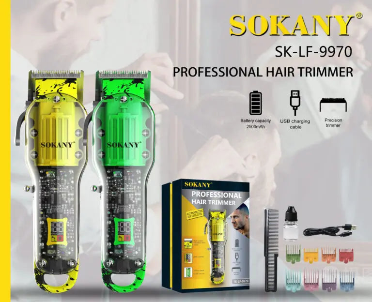 SOKANY SK-LF-9970 Professional Hair Trimmer with High-Performance T-Blade and 2500mAh Battery