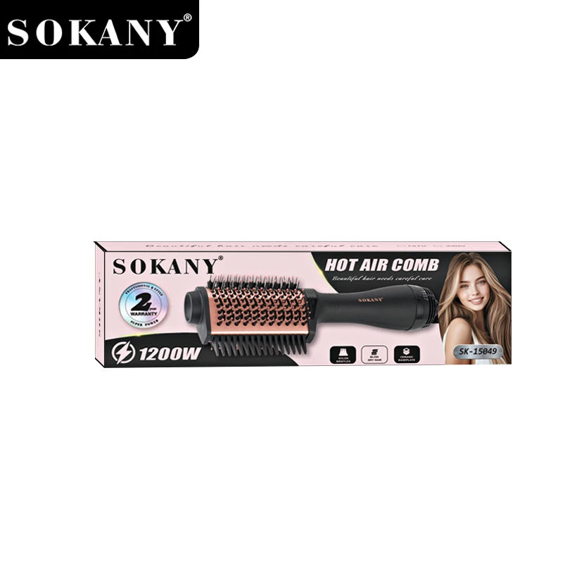 SOKANY SK-15049 1200W Multifunctional Hot Air Comb with Quick Drying & Curling/Straightening.
