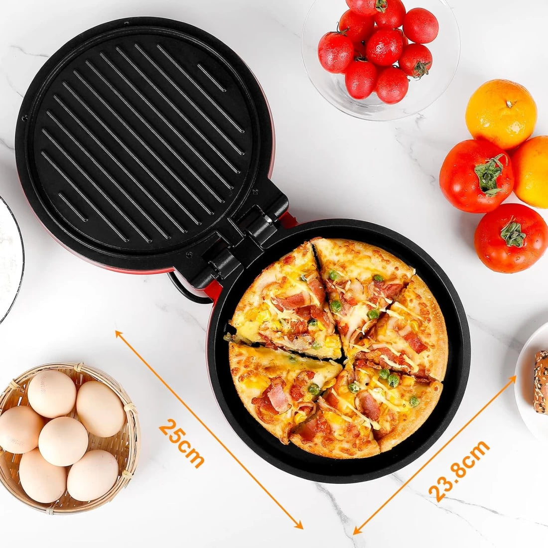 SOKANY Electric Pizza Oven, for Home, 220 C, 1000 W, Firestone Plate 23 cm.