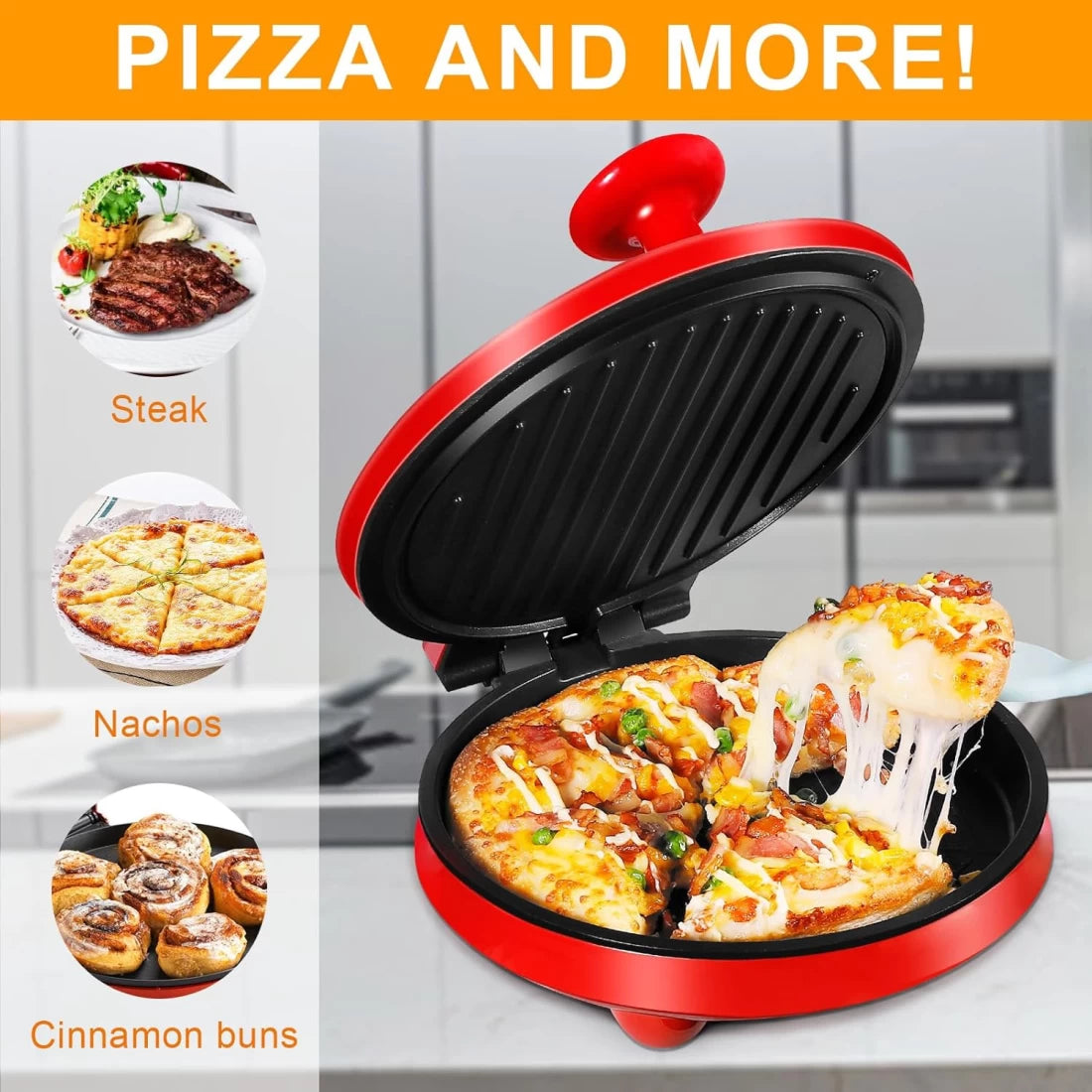 SOKANY Electric Pizza Oven, for Home, 220 C, 1000 W, Firestone Plate 23 cm.