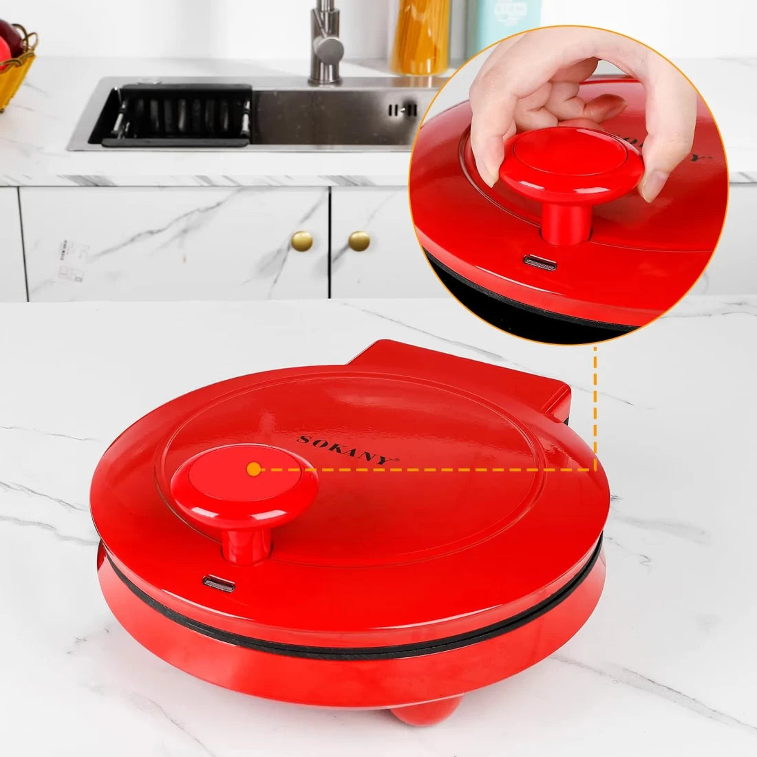 SOKANY Electric Pizza Oven, for Home, 220 C, 1000 W, Firestone Plate 23 cm.