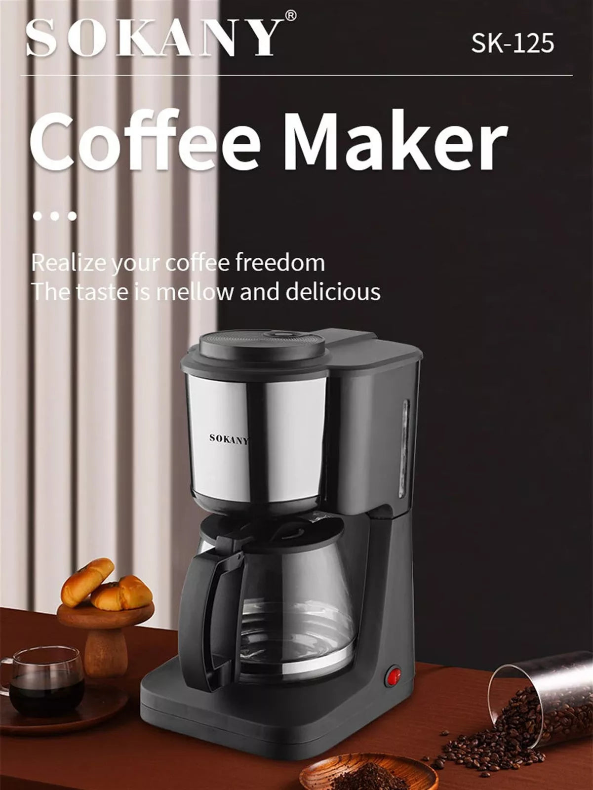 Electric Coffee Maker Anti-drip Modern Plastic Black Small Easy Solid Kitchen