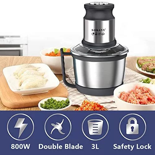 SOKANY electric grinder mini electric meat grinder with stainless steel bowl, -