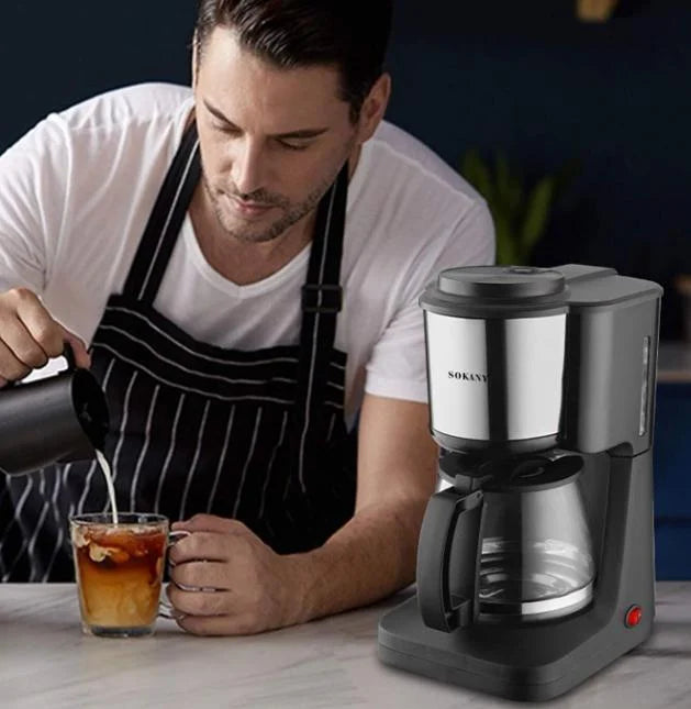 SOKANY 600ml Drip Coffee Maker 550W – Automatic Coffee Machine with Glass Carafe, Keep-Warm Plate & Anti-Drip System for Home & Office