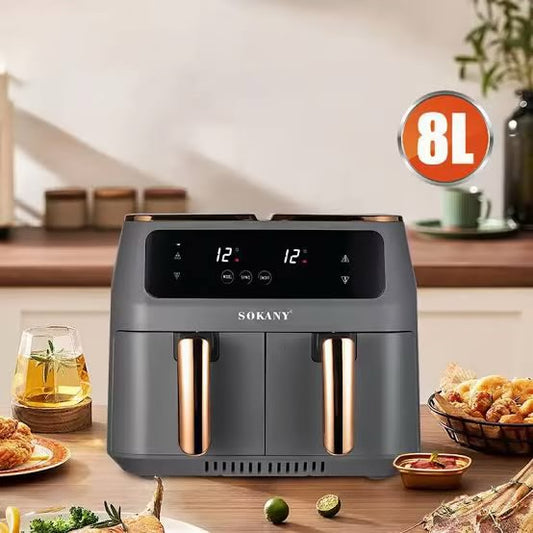 BLACK FRIDAY 2025 | SOKANY SK-8030 8L Dual Air Fryer with Windows & Rose Gold Handles – Dual Zone 2400W – Lowest Price in SA!