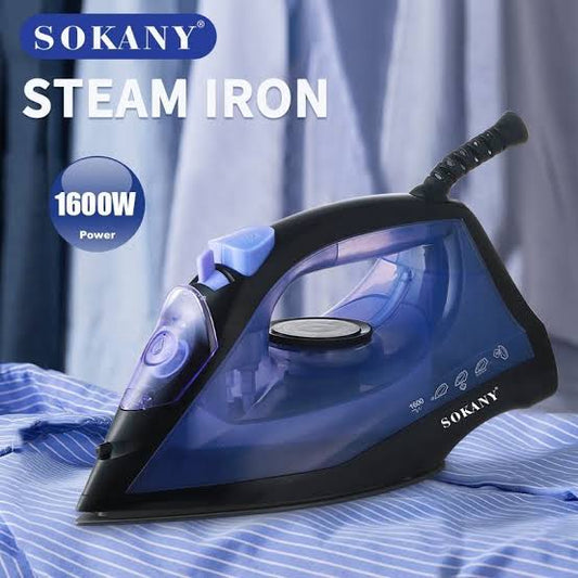 Buy SOKANY SK-629 1600W Steam Iron with ceramic soleplate, powerful steam burst & anti-drip. Perfect for creases on cotton, linen & delicates. Fast heat-up, self-cleaning. Nationwide delivery in South Africa!