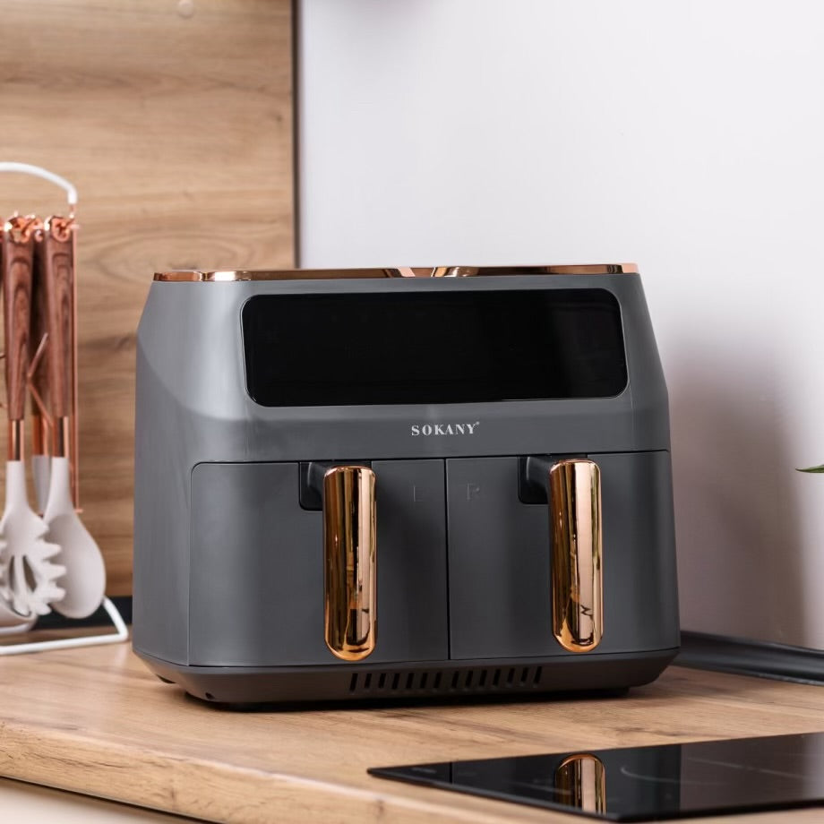 BLACK FRIDAY 2025 | SOKANY SK-8030 8L Dual Air Fryer with Windows & Rose Gold Handles – Dual Zone 2400W – Lowest Price in SA!