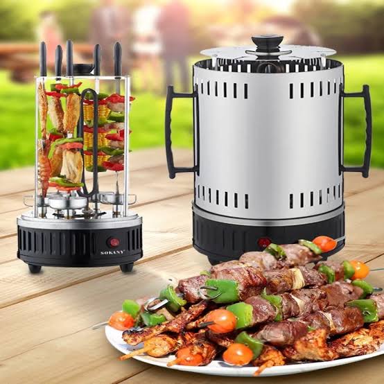 SOKANY Electric BBQ Kebab Grill – smokeless indoor vertical rotisserie. Auto-rotating skewers for chicken, sausage, fish & veggies. Easy cleanup, perfect for home BBQs