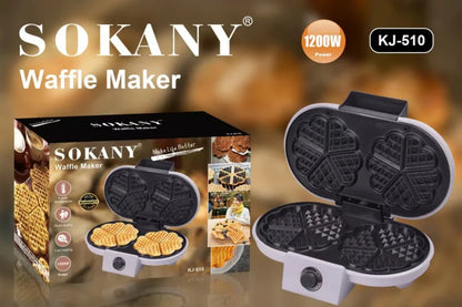 SOKANY KJ-510 Waffle Maker with Adjustable Temperature and Non-Stick Coated Plate
