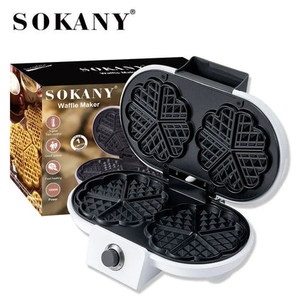 SOKANY KJ-510 Waffle Maker with Adjustable Temperature and Non-Stick Coated Plate