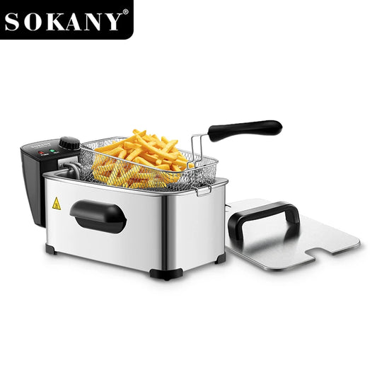 SOKANY SK-10075 Stainless Steel Electric Deep Fryer with Precise Temperature Control