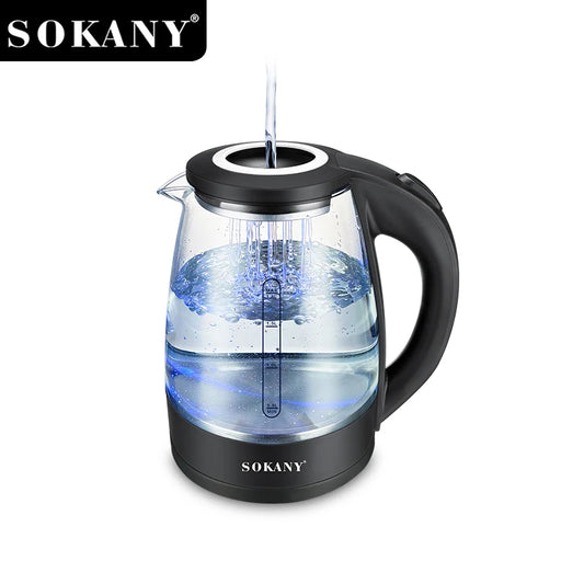 SOKANY SK-09067 1500W 1.8L High Borosilicate Glass Electric Kettle with Stainless Steel Heating Plate